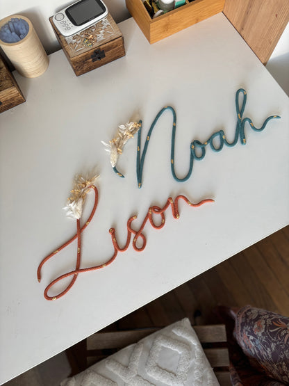 Prénom/mot en macramé (de 5 à 6 lettres)