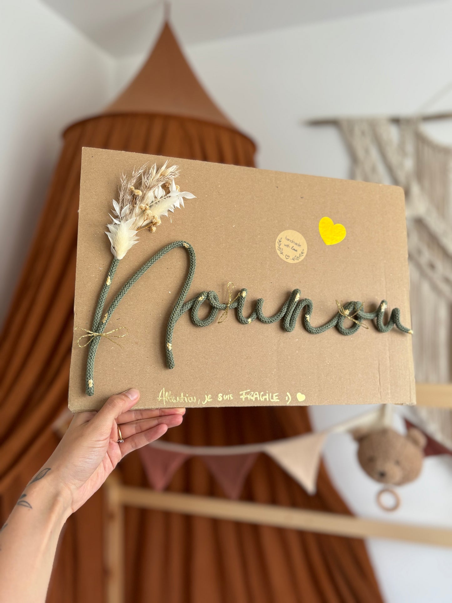 Prénom/mot en macramé (de 5 à 6 lettres)